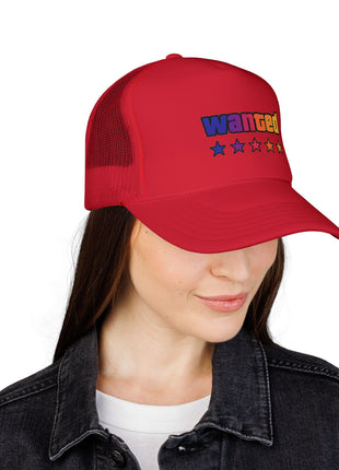 Trucker Cap — "Wanted" Retro Rainbow Stars Hat