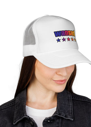 Trucker Cap — "Wanted" Retro Rainbow Stars Hat