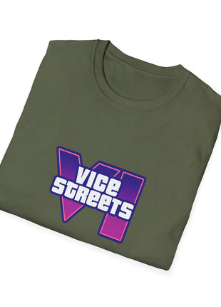 T-Shirt — 'Vice Streets' Retro Logo Front & 'Wanted' Rainbow Stars Back