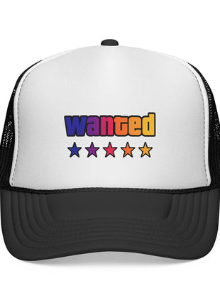 Trucker Cap — "Wanted" Retro Rainbow Stars Hat