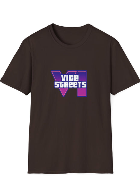 T-Shirt — 'Vice Streets' Retro Logo Front & 'Wanted' Rainbow Stars Back