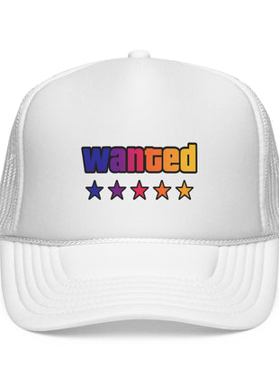 Trucker Cap — "Wanted" Retro Rainbow Stars Hat