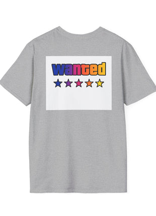 T-Shirt — 'Vice Streets' Retro Logo Front & 'Wanted' Rainbow Stars Back