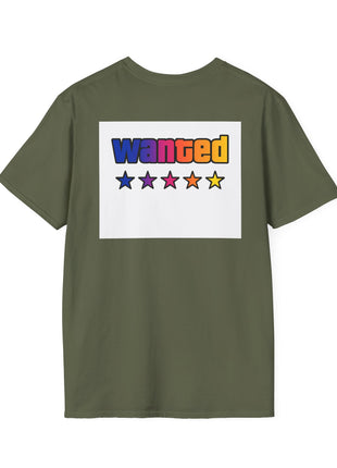 T-Shirt — 'Vice Streets' Retro Logo Front & 'Wanted' Rainbow Stars Back