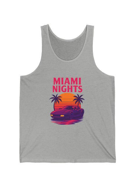 Miami Nights Tank Top — Retro Sunset Car Graphic "Miami Nights" Beach Vest