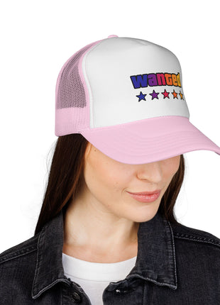 Trucker Cap — "Wanted" Retro Rainbow Stars Hat