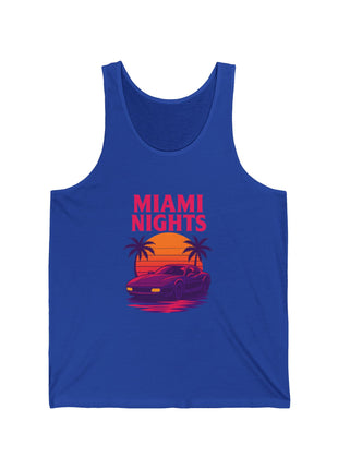 Miami Nights Tank Top — Retro Sunset Car Graphic "Miami Nights" Beach Vest