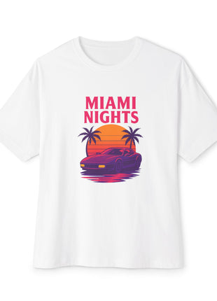 Miami Nights Tee — Retro Sunset Palm Car Graphic T-Shirt