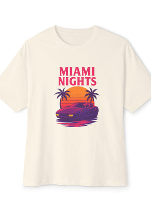 Miami Nights Tee — Retro Sunset Palm Car Graphic T-Shirt