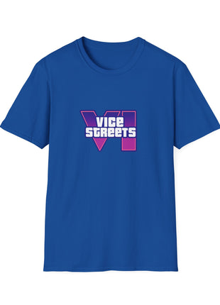 T-Shirt — 'Vice Streets' Retro Logo Front & 'Wanted' Rainbow Stars Back