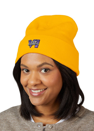 Embroidered 'Vice Streets' Cuffed Beanie – Retro Vaporwave Knit Hat