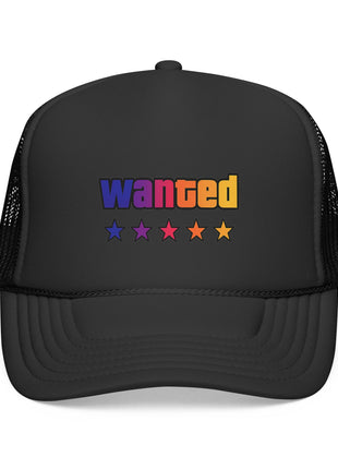Trucker Cap — "Wanted" Retro Rainbow Stars Hat