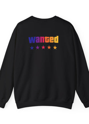 Miami Nights Sweatshirt — Retro Palm Beach Sunset Crewneck (’Wanted’ Back Graphic)