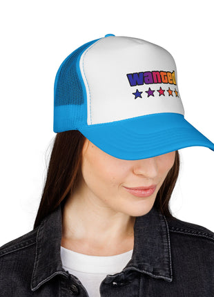 Trucker Cap — "Wanted" Retro Rainbow Stars Hat