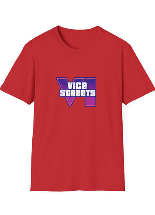 T-Shirt — 'Vice Streets' Retro Logo Front & 'Wanted' Rainbow Stars Back