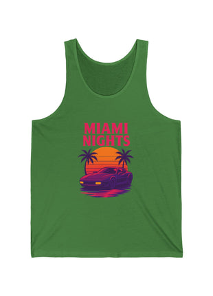 Miami Nights Tank Top — Retro Sunset Car Graphic "Miami Nights" Beach Vest
