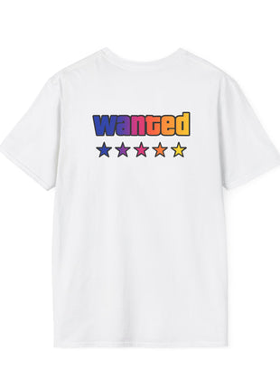T-Shirt — 'Vice Streets' Retro Logo Front & 'Wanted' Rainbow Stars Back