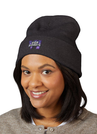 Copy of Embroidered 'The Streets' Logo Cuffed Beanie — Retro Purple Graphic Knit Hat