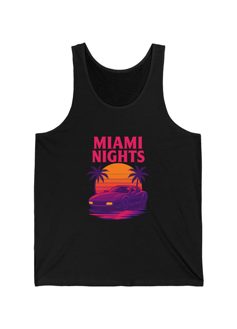 Miami Nights Tank Top — Retro Sunset Car Graphic "Miami Nights" Beach Vest