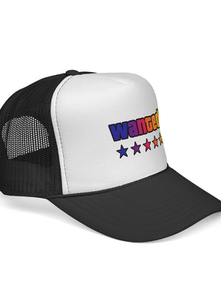 Trucker Cap — "Wanted" Retro Rainbow Stars Hat