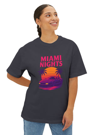 Miami Nights Tee — Retro Sunset Palm Car Graphic T-Shirt
