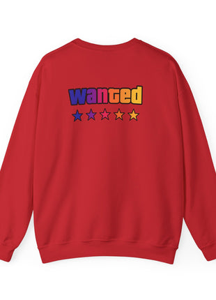 Miami Nights Sweatshirt — Retro Palm Beach Sunset Crewneck (’Wanted’ Back Graphic)