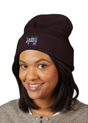 Copy of Embroidered 'The Streets' Logo Cuffed Beanie — Retro Purple Graphic Knit Hat