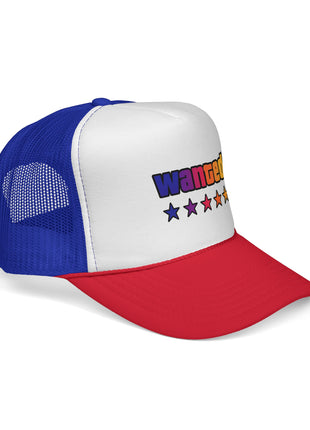 Trucker Cap — "Wanted" Retro Rainbow Stars Hat