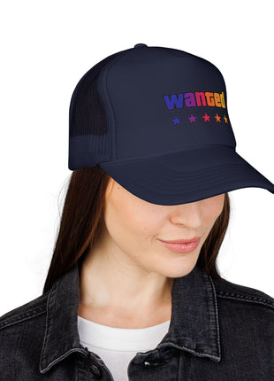 Trucker Cap — "Wanted" Retro Rainbow Stars Hat