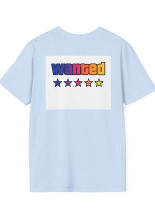 T-Shirt — 'Vice Streets' Retro Logo Front & 'Wanted' Rainbow Stars Back