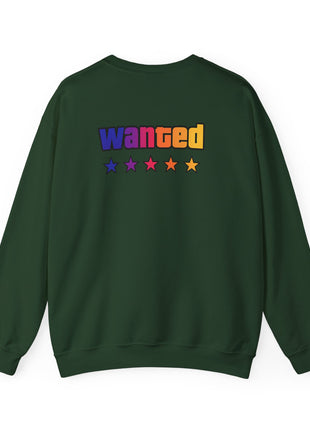 Miami Nights Sweatshirt — Retro Palm Beach Sunset Crewneck (’Wanted’ Back Graphic)