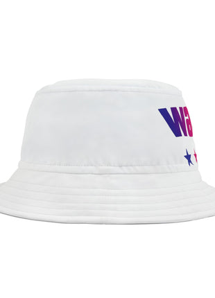 Wanted Rainbow Stars Bucket Hat — Retro Bold Text Sun Hat