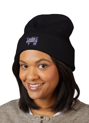 Copy of Embroidered 'The Streets' Logo Cuffed Beanie — Retro Purple Graphic Knit Hat