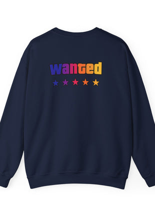 Miami Nights Sweatshirt — Retro Palm Beach Sunset Crewneck (’Wanted’ Back Graphic)