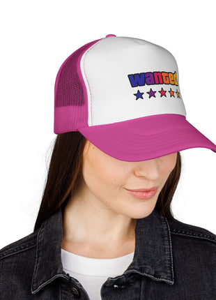 Trucker Cap — "Wanted" Retro Rainbow Stars Hat