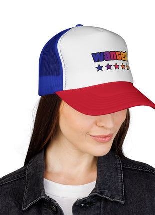 Trucker Cap — "Wanted" Retro Rainbow Stars Hat