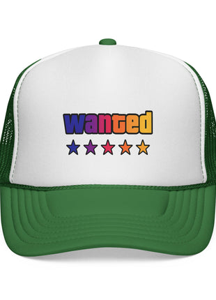 Trucker Cap — "Wanted" Retro Rainbow Stars Hat