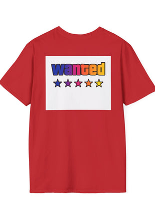 T-Shirt — 'Vice Streets' Retro Logo Front & 'Wanted' Rainbow Stars Back