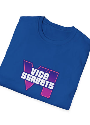 T-Shirt — 'Vice Streets' Retro Logo Front & 'Wanted' Rainbow Stars Back