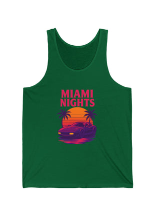 Miami Nights Tank Top — Retro Sunset Car Graphic "Miami Nights" Beach Vest