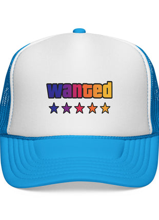 Trucker Cap — "Wanted" Retro Rainbow Stars Hat