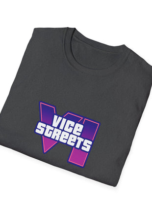 T-Shirt — 'Vice Streets' Retro Logo Front & 'Wanted' Rainbow Stars Back