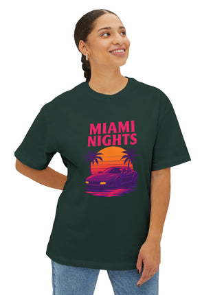 Miami Nights Tee — Retro Sunset Palm Car Graphic T-Shirt