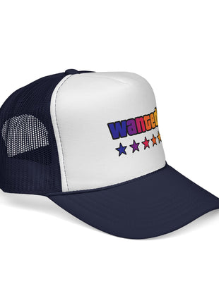 Trucker Cap — "Wanted" Retro Rainbow Stars Hat
