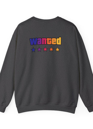 Miami Nights Sweatshirt — Retro Palm Beach Sunset Crewneck (’Wanted’ Back Graphic)
