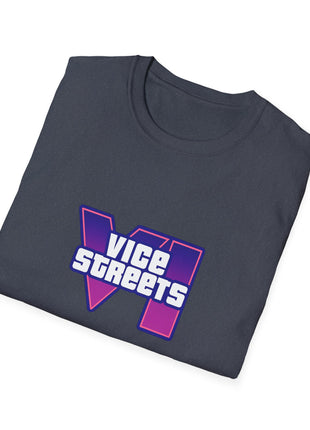 T-Shirt — 'Vice Streets' Retro Logo Front & 'Wanted' Rainbow Stars Back