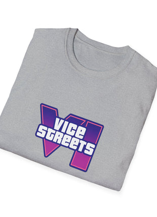 T-Shirt — 'Vice Streets' Retro Logo Front & 'Wanted' Rainbow Stars Back