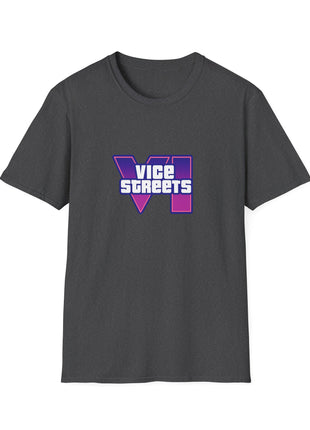T-Shirt — 'Vice Streets' Retro Logo Front & 'Wanted' Rainbow Stars Back