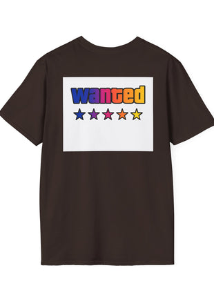 T-Shirt — 'Vice Streets' Retro Logo Front & 'Wanted' Rainbow Stars Back