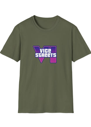 T-Shirt — 'Vice Streets' Retro Logo Front & 'Wanted' Rainbow Stars Back